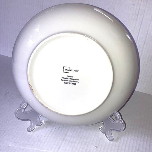 MAINSTAYS Soup Salad Bowl Blue on White Background Geometric Design 9.25 inches - Picture 6 of 8